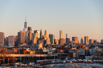 Fototapeta na wymiar Early morning view of New York City skyline from Brooklyn