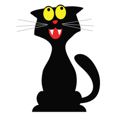 Funny Halloween black cat vector cartoon illustration
