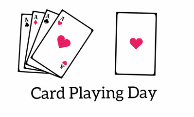 Vector graphic of card playing day for card playing day celebration. flat design. Line art design. flyer design. flat illustration. Banner design.  December .