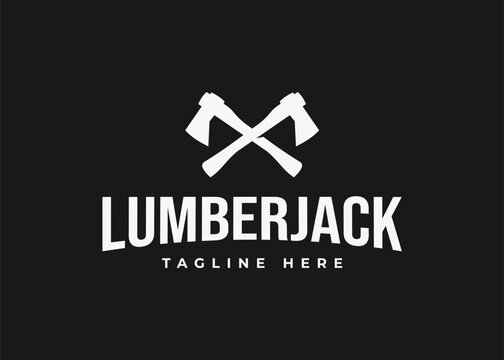 lumberjack axe logo design vector illustration