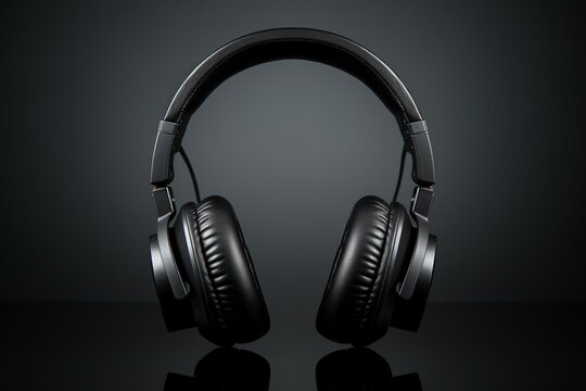 White background, black headphones. Generative AI