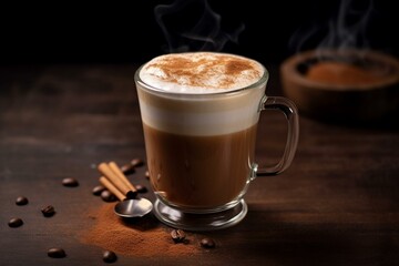 A frothy coffee beverage with a rich and robust flavor. Generative AI
