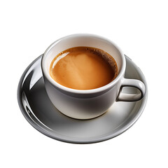 cup of hot aromatic coffee on transparent background, top view