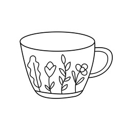 Vector illustration of a mug in doodle style.