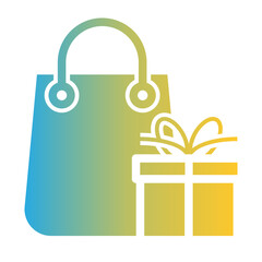 shopping bag and give box icon on gradient style. shopping concept