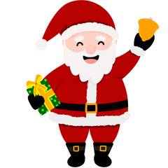 santa claus with a bell and gift