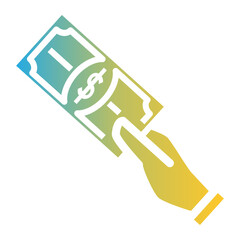 money on hand icon on gradient style. cash payment on shopping concept