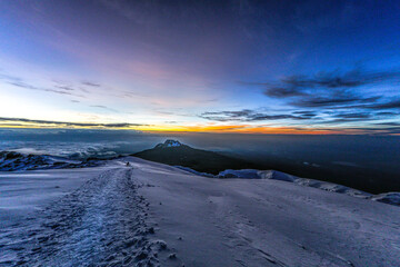 Kilimanjaro summit in the cold morning at 6am