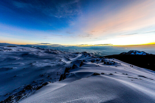 Kilimanjaro summit in the cold morning at 6am