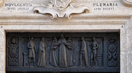 detail of a church, Macerata, Marche, Italy