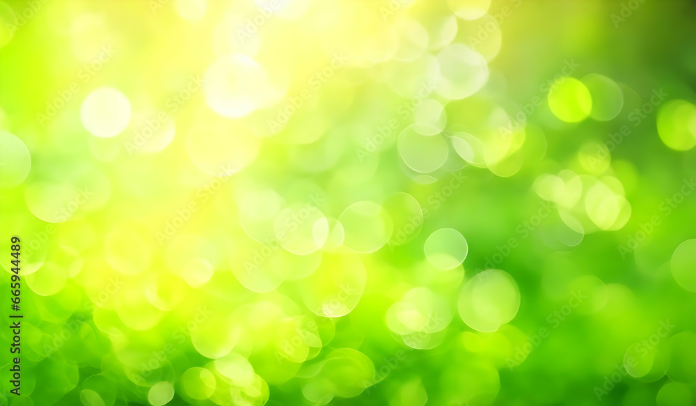 Sticker Green bokeh abstract light background. defocused nature background.