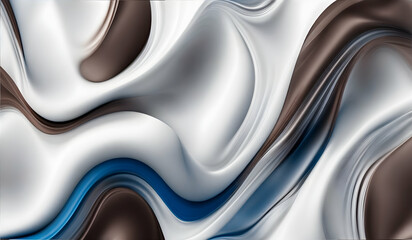 Abstract background with smooth wavy lines in white and brown colors