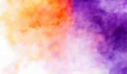 Hand painted watercolor background in violet and orange colours