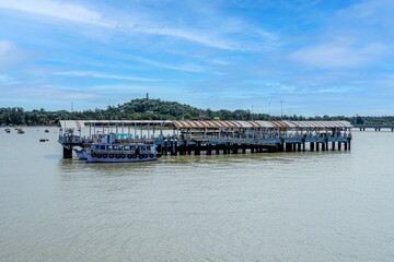 Fototapeta na wymiar RORO car ferry service port Mandwa, Alibaug, Bombay, Mumbai, Maharashtra, India