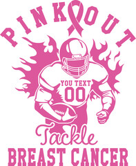 Pink out tackle breast cancer ,Cancer Awareness ,Football player ,Cheer football fight cancer shirt © Pornsuda
