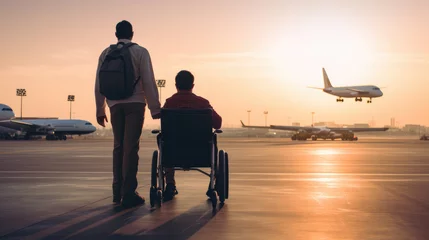 Foto op Plexiglas Man in wheelchair at the airport Generative Ai © Dusica