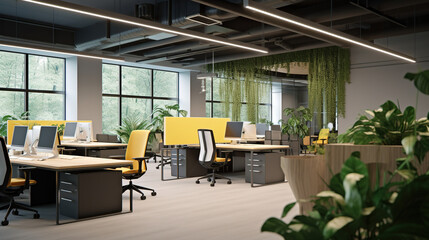 Organized and Modern Office Space with Green Plants and LED Lighting: Workspace Organization Made...