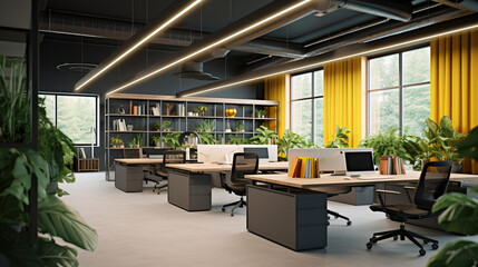 Organized and Modern Office Space with Green Plants and LED Lighting: Workspace Organization Made...