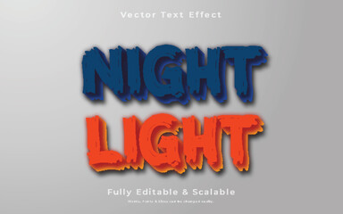 Night Light 3d text templet vector