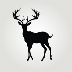 Deer silhouette on neutral background, vector
