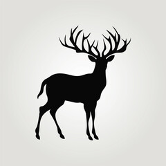 Deer silhouette on neutral background, vector
