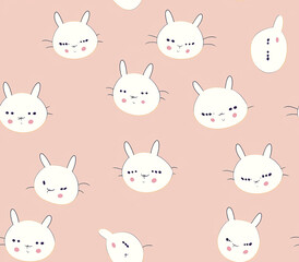 Obraz premium Rabbit Rapture An enchanting seamless pattern, adorned with an array of gracefully arranged bunny heads, offers a mesmerizing visual feast.