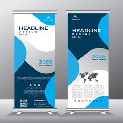 light blue color roll up banner template, vertical banner,  x banner, pull up banner presentation abstract geometric background, vector eps 10