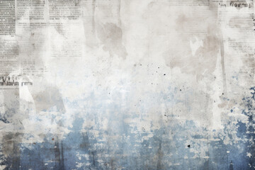 Obraz premium Old newspaper background with lots of text, dark white and blue