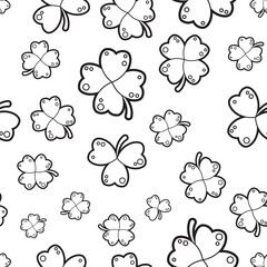 Fototapeta premium Cute Simple Clover Leaf Seamless Pattern Design as Coloring Book - Pages
