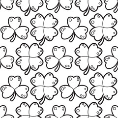 Cute Simple Clover Leaf Seamless Pattern Design as Coloring Book - Pages