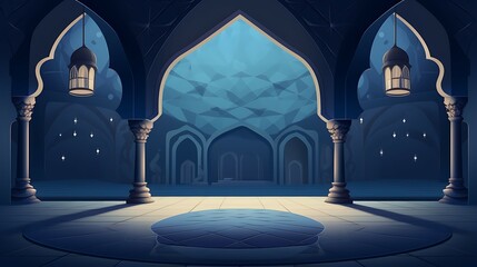 great Islamic blue mosque - obrazy, fototapety, plakaty