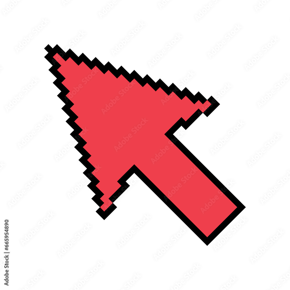 Poster arrow pixel icon, web cursor click mouse symbol, computer pointer vector illustration