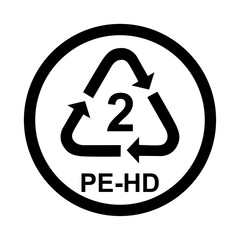 Plastic symbol, ecology recycling sign isolated on white background. Package waste icon