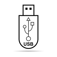 USB icon technology with shadow, connect device sign, electronic portable symbol ,vector illustration media