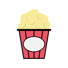 Popcorn food design icon, web corn box snack flat vector illustration element