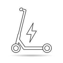 Electric scooter shadow icon, urban flat eco friendly transport, vehicle vector illustration