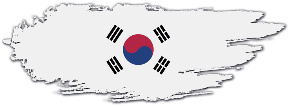 Korea flag on brush paint stroke.