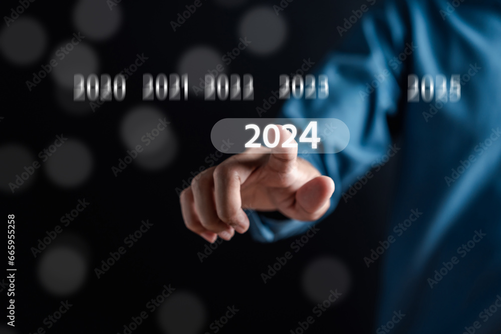 Poster Loading progress from 2023 to 2024 to countdown happy new year.