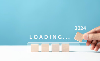 Loading progress from 2023 to 2024 to countdown happy new year.