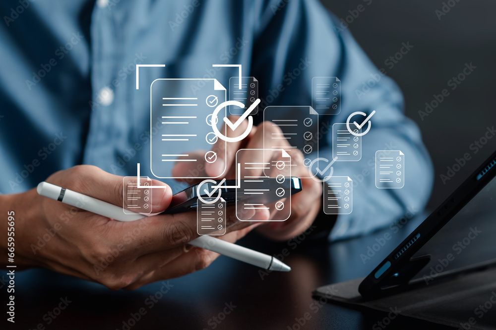 Poster Quality guarantee and digital form checklist documentation database.