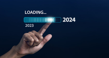 Loading progress from 2023 to 2024 to countdown happy new year. - obrazy, fototapety, plakaty
