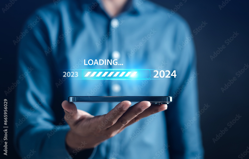 Aufkleber Loading progress from 2023 to 2024 to countdown happy new year.