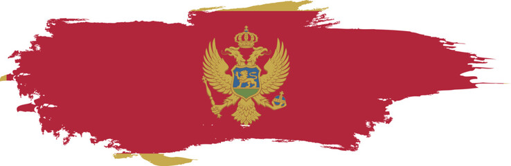 Montenegro flag on brush paint stroke.