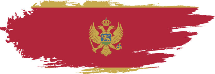 Montenegro flag on brush paint stroke.