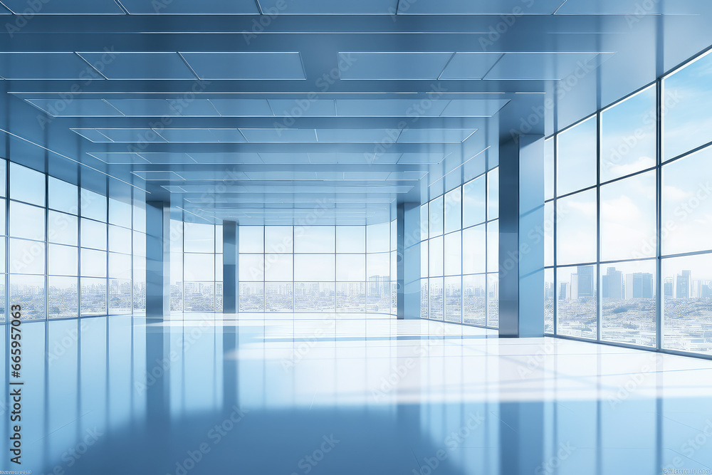 Poster modern office interior with this image of an empty open space, ideal for business concepts. the cont