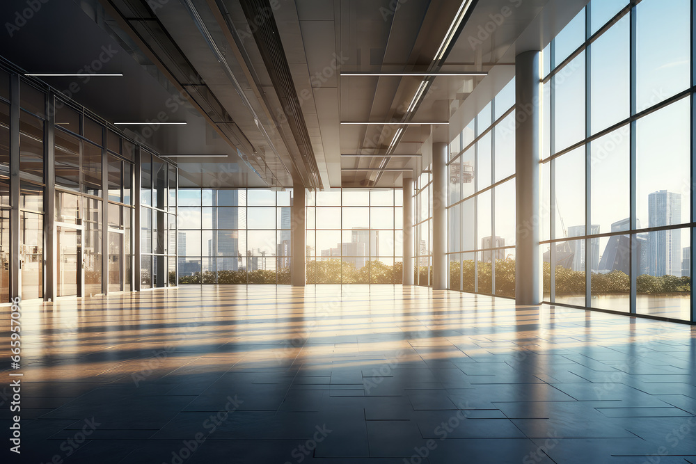 Poster modern office interior with this image of an empty open space, ideal for business concepts. the cont