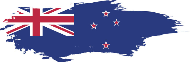 New Zealand flag on brush paint stroke.