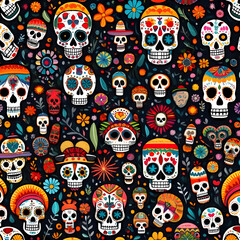 seamless pattern with skulls for Halloweens 