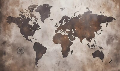 World map paint, design art, generative ai, generative, ai, generated