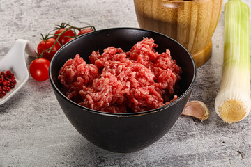 Minced beef meat in the bowl